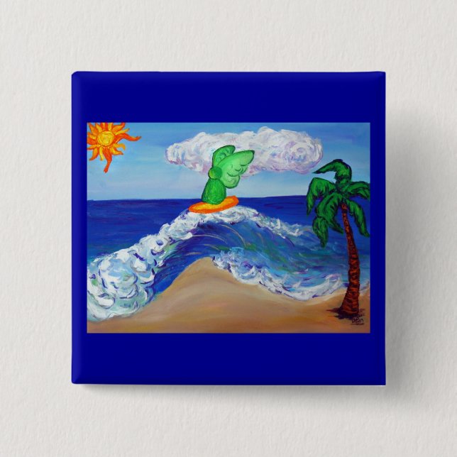 Surfen Engel Raphael Button (Vorderseite)