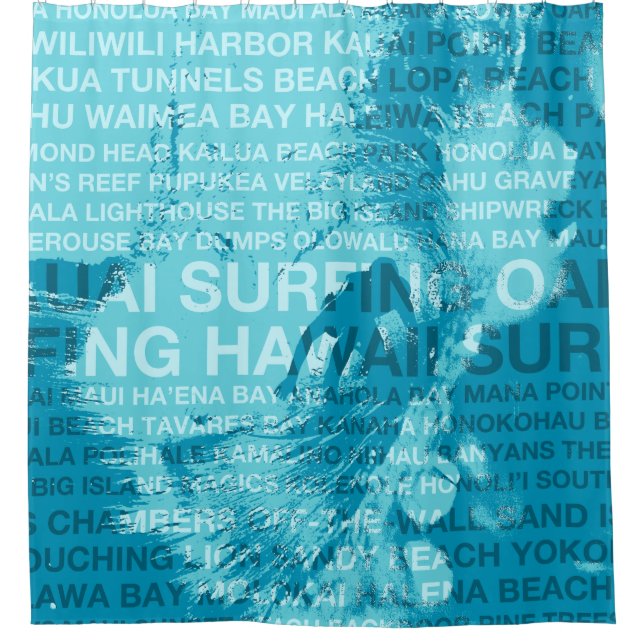 Surfen Hawaii Green Room Hawaiian Surfer Duschvorhang (Vorderseite)