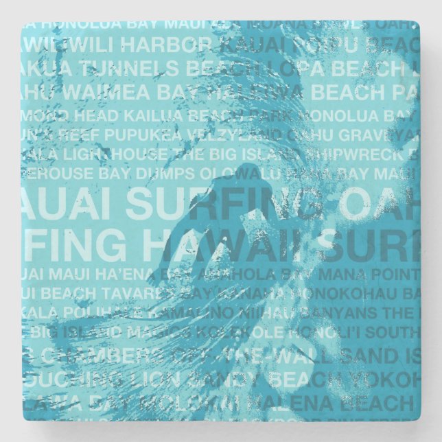 Surfen Hawaii Green Room Hawaiian TikiBar Unterset Steinuntersetzer (Vorderseite)
