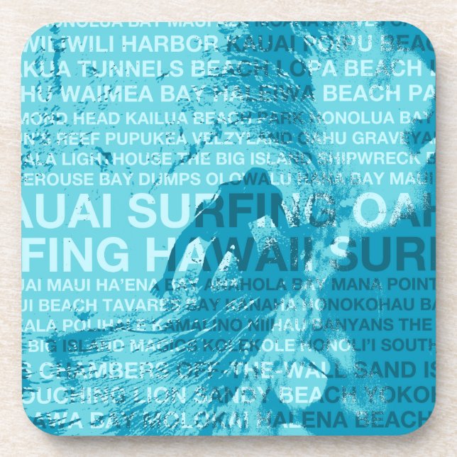 Surfen Hawaii Green Room Hawaiianische Untersetzer (Vorderseite)
