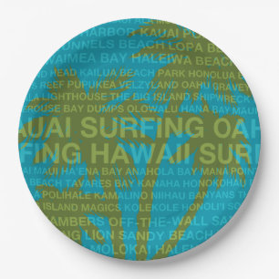 Surfen Hawaii Palm Trees Hawaiian Tropical Pappteller