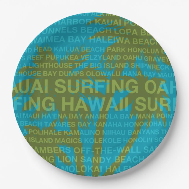 Surfen Hawaii Palm Trees Hawaiian Tropical Pappteller (Vorderseite)