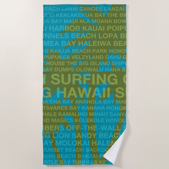 Surfen Hawaii Palm Trees Hawaiian Tropical Strandtuch (Vorderseite)