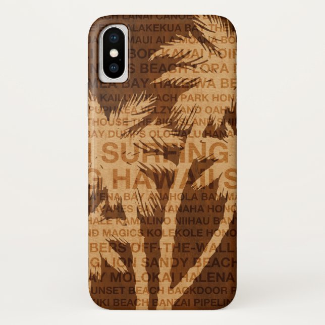 Surfen Hawaii Palm Trees Imitate Holz Tropical Case-Mate iPhone Hülle (Rückseite)