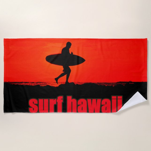 surfen hawaii  strandtuch (Vorderseite)