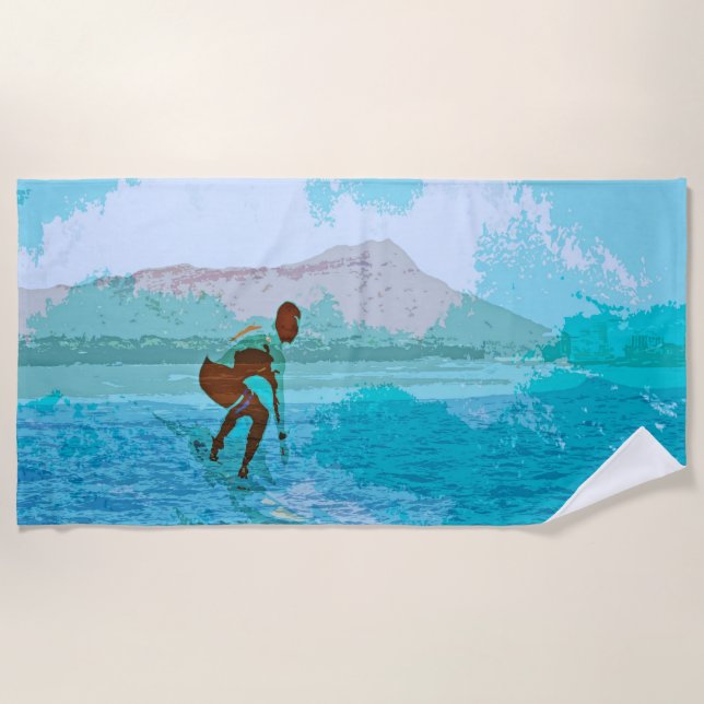 surfen hawaii  strandtuch (Vorderseite)