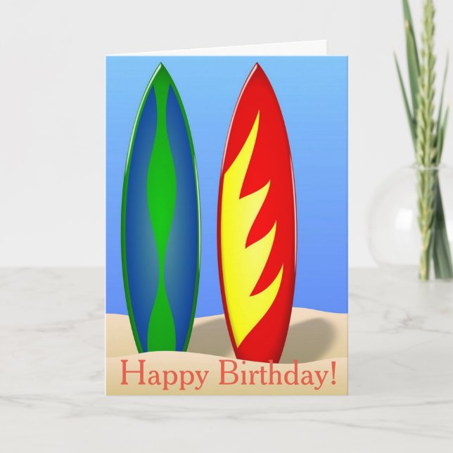 Surfen. Herzlichen Glückwunsch zum Geburtstag. Karte (Vorderseite)