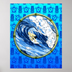 Surfen im Bambuskreis Poster