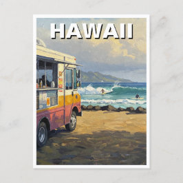 Surfen im Hawaii Food Truck Postkarte