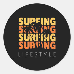 Surfen im Leben Runder Aufkleber
