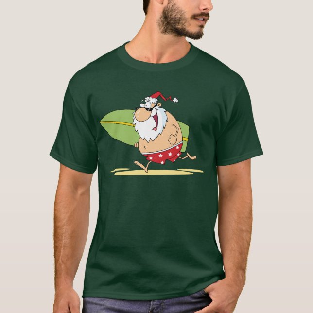 Surfen im Santa T Shirt (Vorderseite)