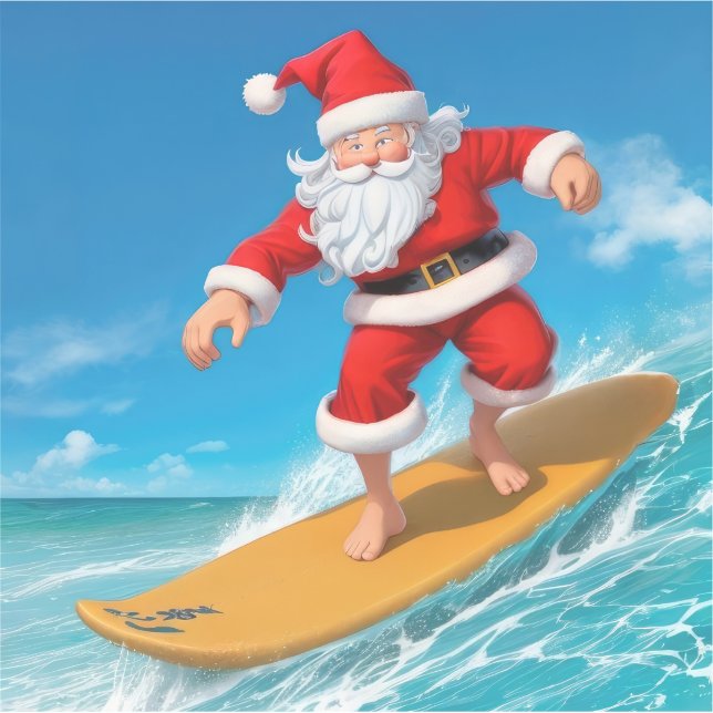 Surfen im Weihnachtsmann Aufkleber (Vorderseite)