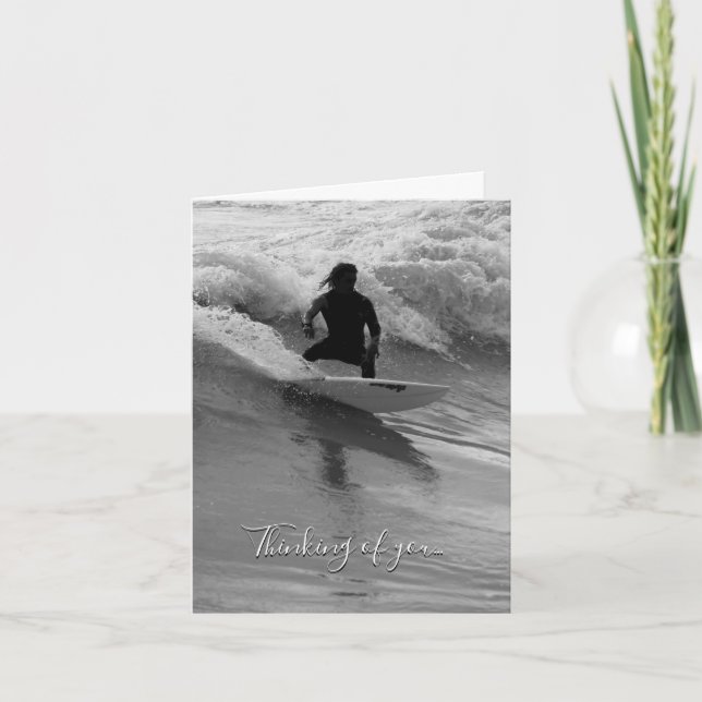 Surfen in den Wellen Graustufen Denken von Karte (Vorderseite)