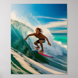 Surfen in einem amerikanischen Meer Poster