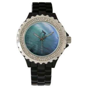 Surfen in einer grünen Welle Armbanduhr