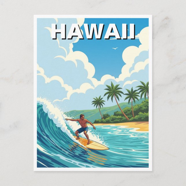 Surfen in Hawaii Postkarte (Vorderseite)