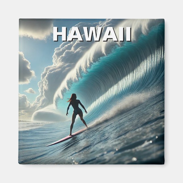 Surfen in Hawaii Surfer Girl Wave Magnet (Vorne)