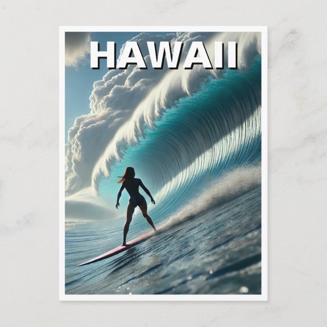 Surfen in Hawaii Surfer Girl Wave Postkarte (Vorderseite)