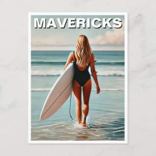 Surfen in Mavericks Postkarte