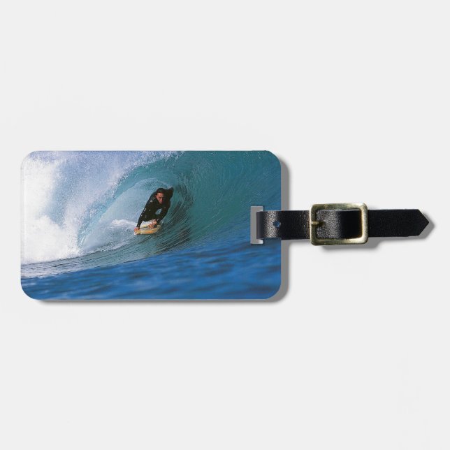 Surfen in Neuseeland perfekte Welle Gepäckanhänger (Vorderseite horizontal)