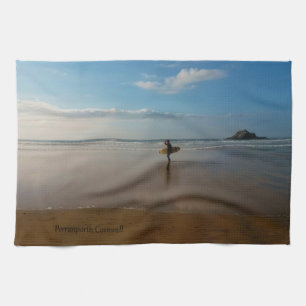 Surfen in Perranporth Beach Cornwall England Handtuch
