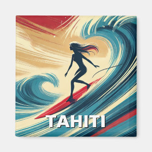 Surfen in Tahiti Surfer Girl Wave Magnet