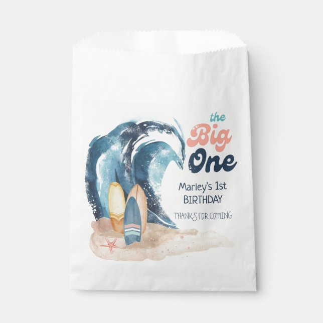 Surfen ist auf | Das Big One Beach Baby zum Geburt Geschenktütchen (Vorderseite)