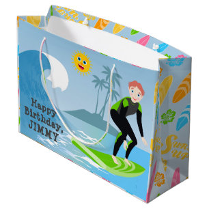 Surfen ist auf Jungs-Geburtstagsfeier Große Geschenktüte