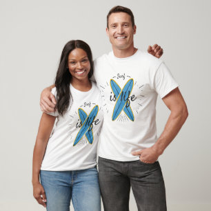 Surfen ist Leben - Überquerte Surfbretter Ozeanwel T-Shirt