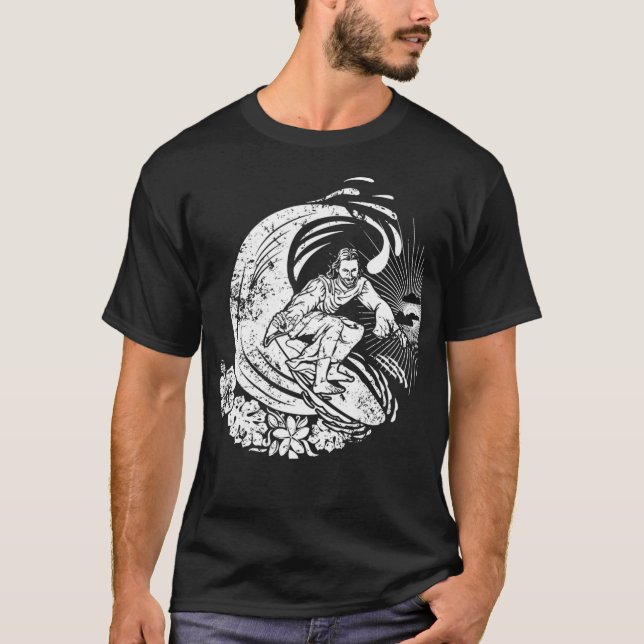 Surfen Jesus Vintag bekümmert T-Shirt (Vorderseite)