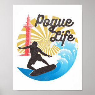 Surfen Leben Pogue Beach Van Leuchttürme Retro Di Poster