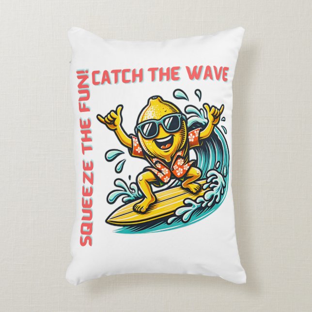 Surfen Lemon Wave Adventure Fun Dekokissen (Vorderseite(Vertikal))