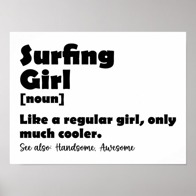 Surfen Mädchen Funny Definition Surfer Frauen Mädc Poster (Vorne)