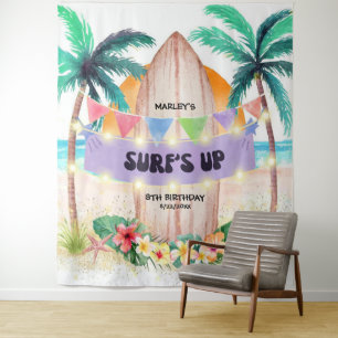 Surfen & Meer   Surf's Up Beach Geburtstag Wandteppich
