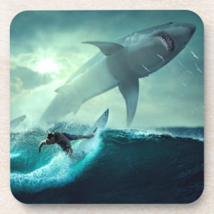 Surfen mit Haien Getränkeuntersetzer