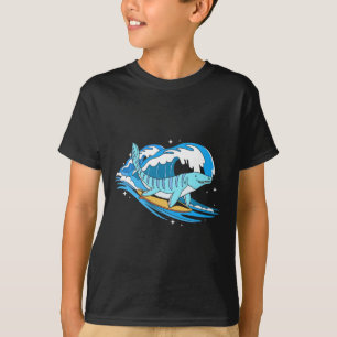 Surfen Mosasaurus Dino Lustig Aquatischer Dinosaur T-Shirt