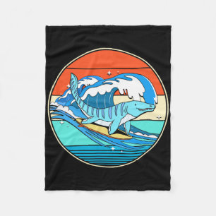 Surfen Mosasaurus Dino Retro Aquatischer Dinosauri Fleecedecke