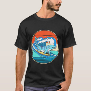 Surfen Mosasaurus Dino Retro Aquatischer Dinosauri T-Shirt