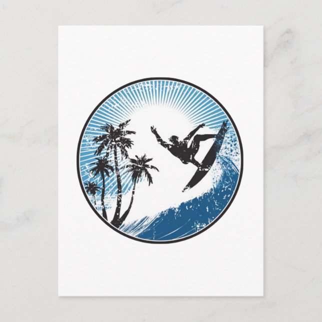 Surfen Postkarte (Vorderseite)