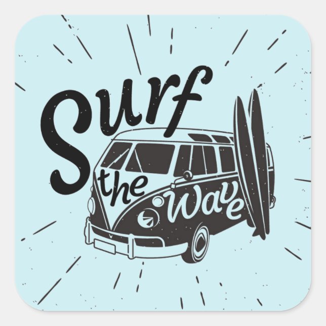Surfen Quadratischer Aufkleber (Vorderseite)