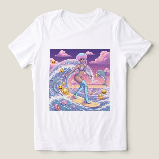 Surfen Quallen Queen T-Shirt 🌊 🧜 ‍ ♀️ Tri-Blend Shirt (Design Vorderseite)