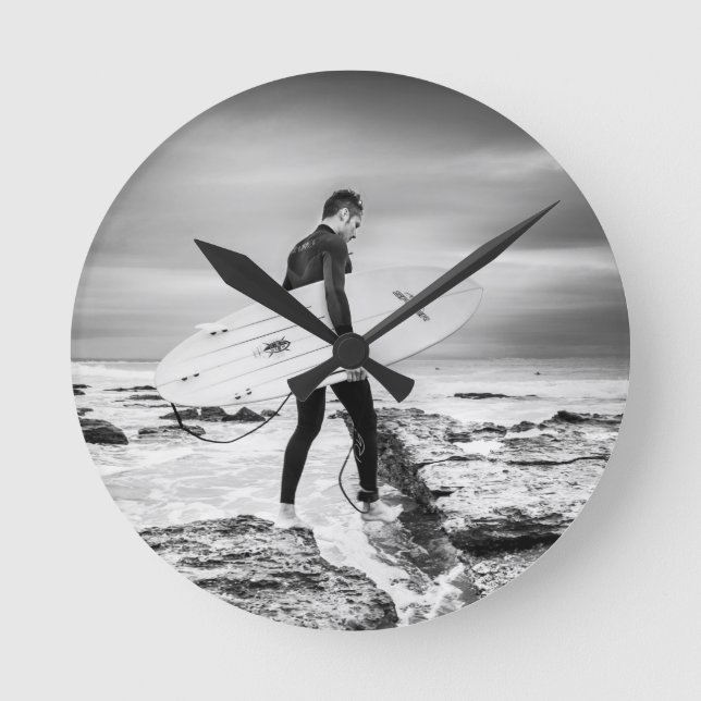 Surfen Runde Wanduhr (Vorderseite)