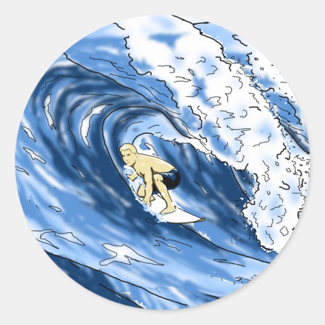 Surfen Runder Aufkleber (Vorderseite)