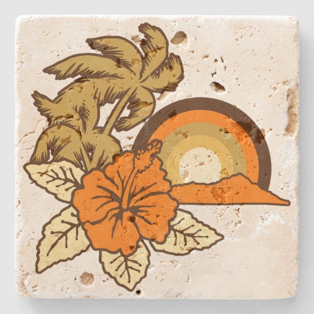 Surfen Safari Hawaiian Island Tiki Bar Untersetzer (Vorderseite)