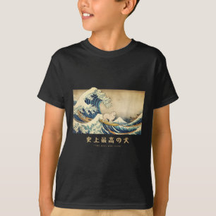 Surfen Samoyed Kanagawa Wave Japanischer Hund Funn T-Shirt