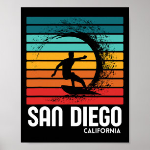 Surfen San Diego Kalifornien Strand Vintage Retro Poster