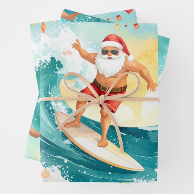 Surfen Santa Claus  Geschenkpapier Set (Beispiel)