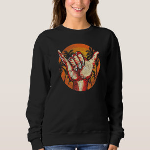 Surfen Shaka Hand Hang Loose Sonnenuntergang Palme Sweatshirt