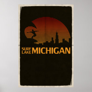 Surfen Sie auf dem Lake Michigan! Poster