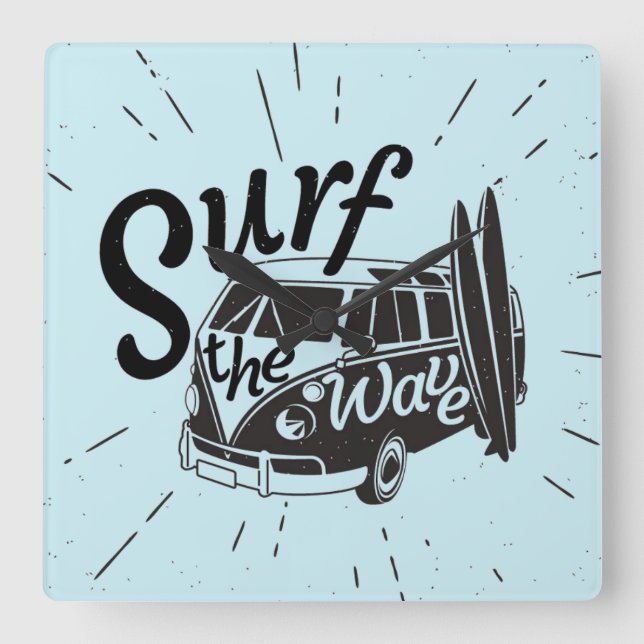 Surfen Sie die Welle Quadratische Wanduhr (Vorderseite)